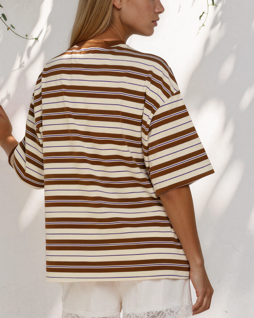 Rylan Brown Stripe Oversized Tee