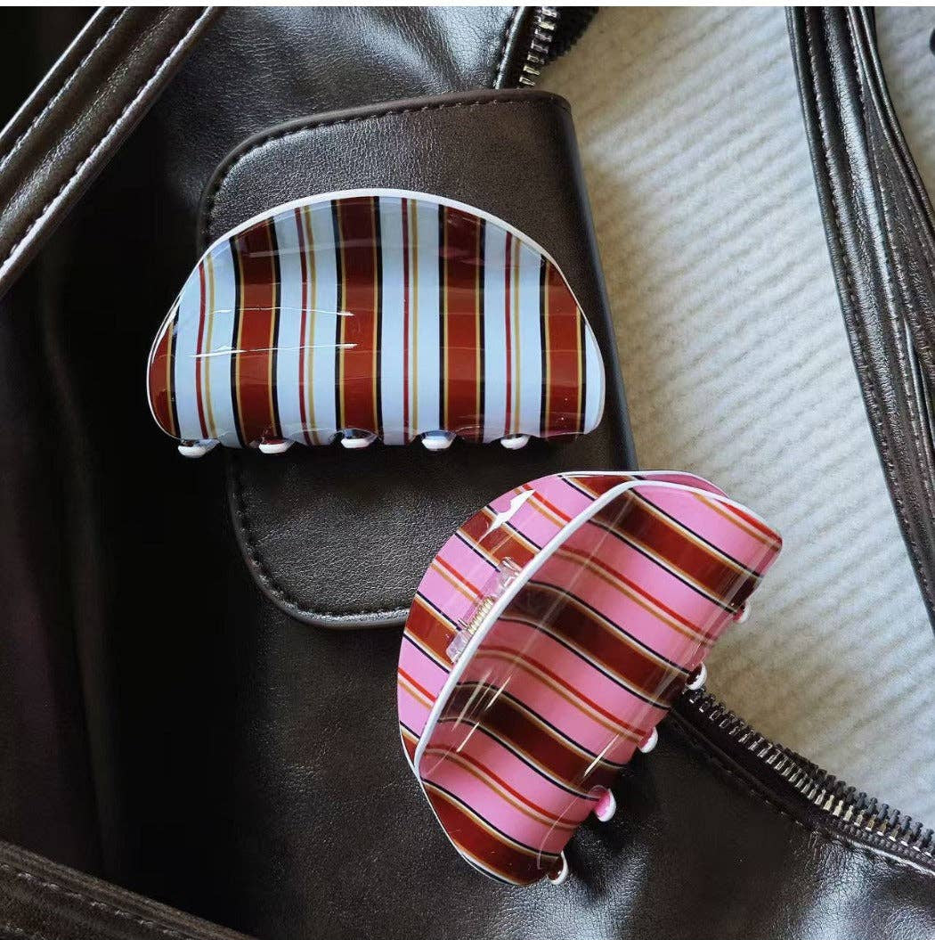 Beau Striped Half Moon Hair Clip