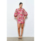 Luxe Metallic Floral Jacquard 3/4 Puff Mini Dress