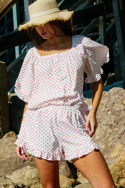 Roma Ruffled Hem Polka Dot Shorts