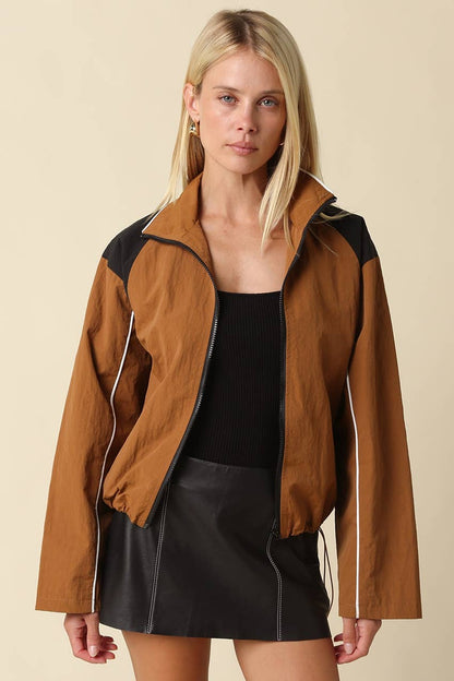 Eloise Contrast Panel Zip-Up Jacket