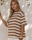 Rylan Brown Stripe Oversized Tee