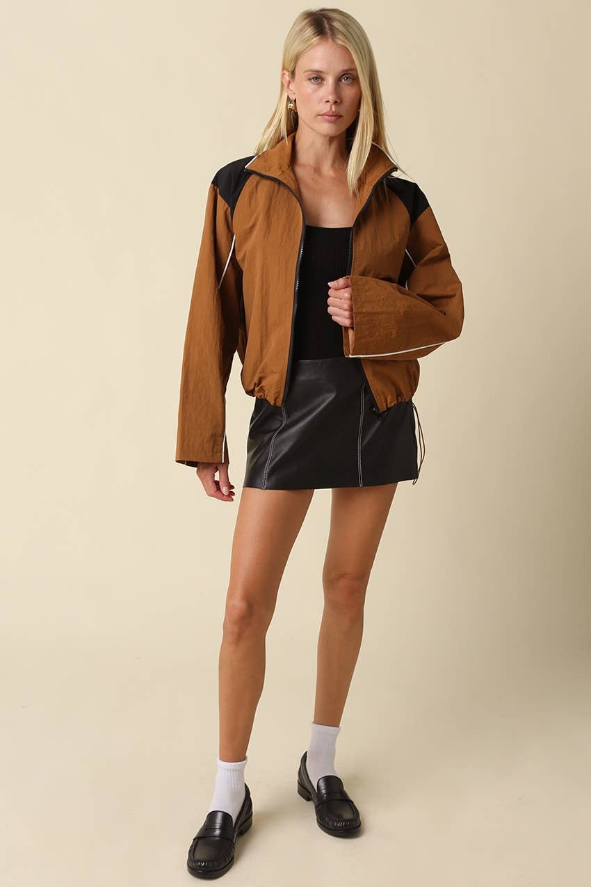 Eloise Contrast Panel Zip-Up Jacket
