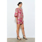 Luxe Metallic Floral Jacquard 3/4 Puff Mini Dress