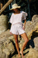 Roma Square Neck Ruffled Polka Dot Print Top