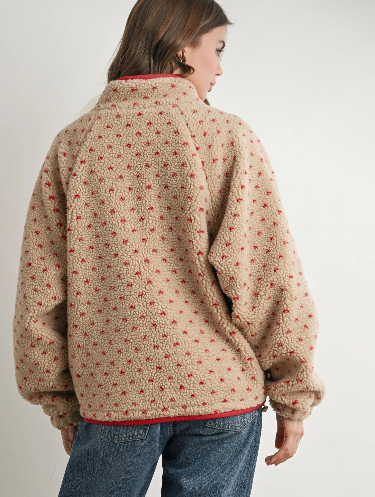 The Fern Dot Sherpa Fleece Snap Jacket