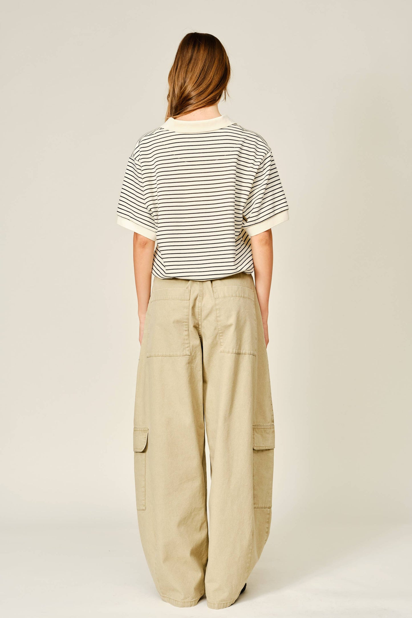 Striped Polo With Drawstring Hem