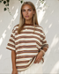 Rylan Brown Stripe Oversized Tee