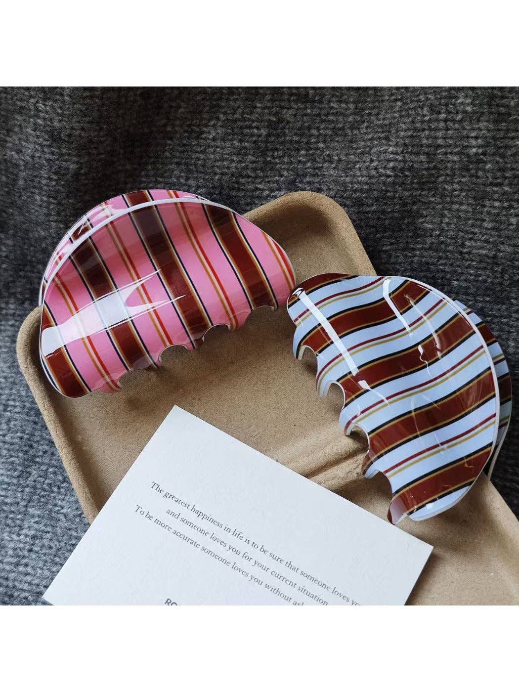 Beau Striped Half Moon Hair Clip
