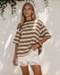 Rylan Brown Stripe Oversized Tee