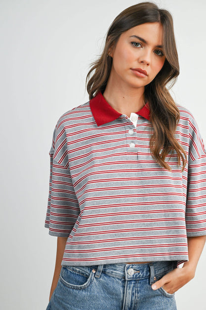 Livy Striped Collared Top